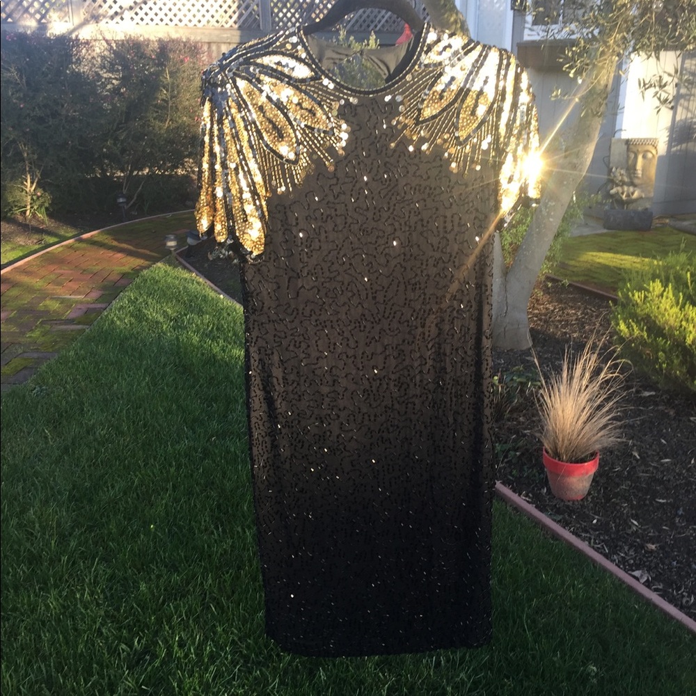 Vintage Black and gold beaded dress